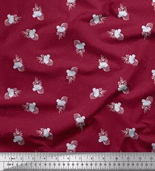 Красная японская креп-сатиновая ткань Soimoi, ткань с художественным цветочным принтом, 1 метр, 42 дюйма 42 Inch Wide - Poly Crepe зелёный