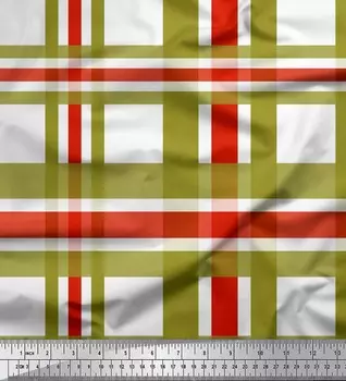 Красная японская креп-сатиновая ткань Soimoi в клетку с принтом в клетку, 42 дюйма по метрам 42 Inch Wide - Poly Crepe красный