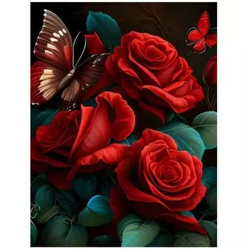 Красная роза 5d алмазная живопись цветы бабочка полная алмазная вышивка новинка 2023 DIY вышивка крестиком горный хрусталь художественный декор Full Round 20x30CM