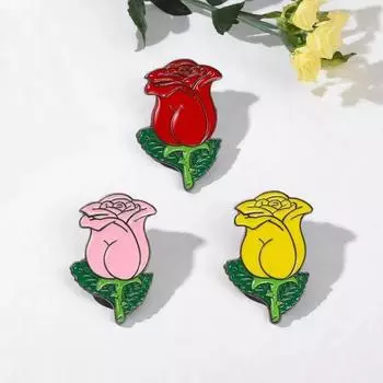 Красная роза брошь личность милые лепестки цветов студенческая одежда аксессуары значок пара подарок украшение