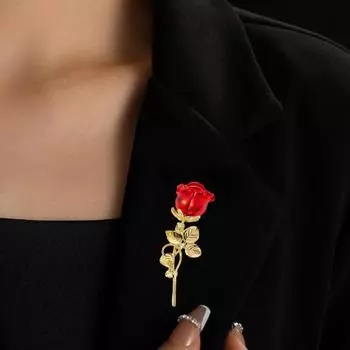 Красная роза брошь процесс капель масла ювелирные изделия костюм пальто воротник платье шляпа украшение цветок брошь для официальной вечеринки свадьба красный