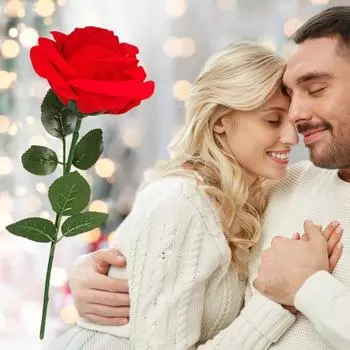 Красная роза кольцо шкатулка шкатулка для ювелирных изделий чехол универсальное использование реалистичный дизайн цветок