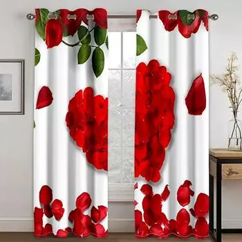 Красная роза с цветком бриллианта и золота 3D дизайн Роскошные оконные шторы для девочек для гостиной Спальня Домашний декор 2 шт. Бесплатная доставка W50 X H130(CM)X2&Hook