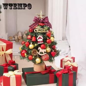 Красная Рождественская елка 45 см Мини Искусственная Рождественская елка Светодиодная лампа Рождественский домашний декор Подарок Сосна Рождественская елка Набор