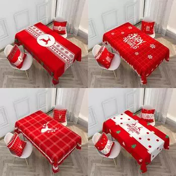 Красная рождественская водонепроницаемая и маслостойкая скатерть с мультяшным праздничным принтом серии «Лось» скатерть для свадебного украшения, коврик для стола 40x70cm15x27inch