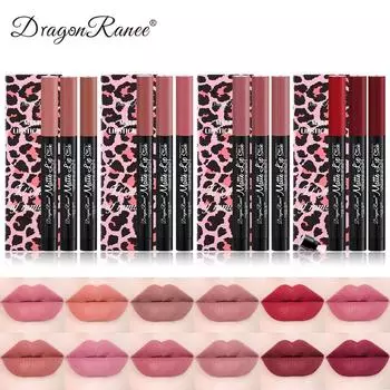 Красная ручка с автоматическим вращением, матовая ручка-бальзам для губ с туманом, нелегко обесцветить, три набора коробок, ручка-полоска для макияжа A