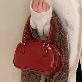 Красная ручная сумка с небольшой квадратной женской модой на осень и зиму, сумка через плечо с подходящей текстурой чёрный