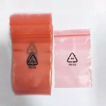 Красная самозапечатывающаяся сумка PE Толстая прозрачная антистатическая электрическая сумка на молнии со знаками защиты окружающей среды Электронная сумка для упаковки продукта 7x11cm 100pcs