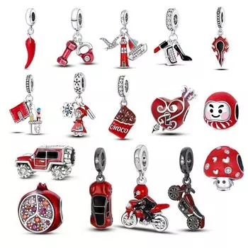 Красная серия подвески-подвески бусины Плата Подвески Ley Fit оригинальный бренд женский браслет кулон ожерелье ювелирные изделия