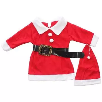 Красная шапка с поясом для девочки, платье Санта-Клауса