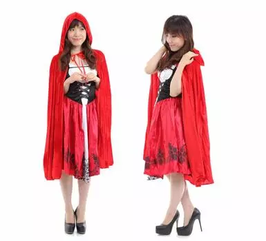 Красная Шапочка Косплей Плащ Платье До Колен Красный Взрослый Костюм Красной Шапочки Милый Костюм Хэллоуин Маскировка Платье Костюм Для Вечеринки красный