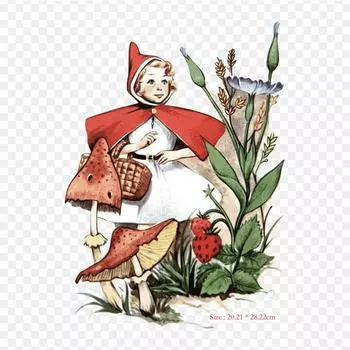 Красная шапочка, милая прозрачная красная шапочка b, железные нашивки для одежды, аппликации, наклейки на одежду, термочувствительная нашивка на заказ