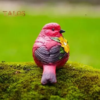 Красная скульптура птицы, декор для улицы, миниатюрные фигурки птиц из смолы с цветочными деталями, статуэтка птицы для сада, патио, газона, дома, окна, подарок на новоселье разноцветный