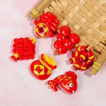 Красная смола китайский узел DIY аксессуары Китайская красная смола DIY аксессуары для 6 шт телефонный чехол 6pcs/set