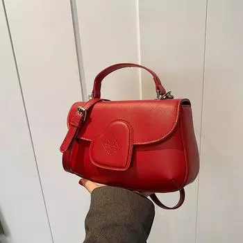 Красная сумка через плечо для женщин, новый темперамент, свадебные сумки, французская винтажная текстура, квадратные сумки через плечо из искусственной кожи, тренд