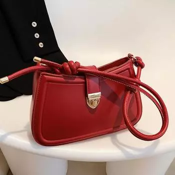 Красная сумка через плечо из искусственной кожи, новая женская изысканная сумка-молния с замком Love Lock, винтажная модная сумка для вечеринок на улице
