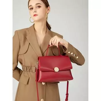 Красная свадебная сумка женская новая высококачественная мягкая кожаная сумка большой емкости дизайн Sense Commute All-match Crossbody Bag (20cm<Max Length<30cm)