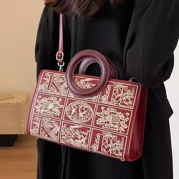 Красная свадебная сумка, женские новые сумки, шикарный цветочный принт, сумки через плечо, темперамент, большая вместимость, свадебные сумки-тоуты