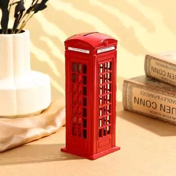 Красная телефонная будка Копилка Поделки Ретро Копилка Телефонная будка Резервуар для хранения Гостиная 13cm
