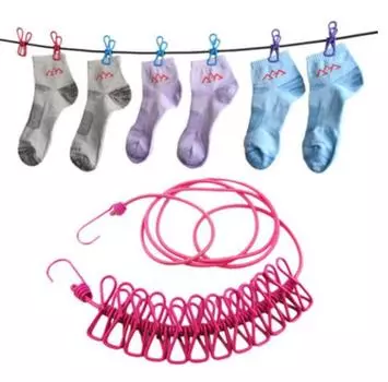 Красная веревка для белья с зажимом. Товары для дома. Практичные и популярные товары. красный