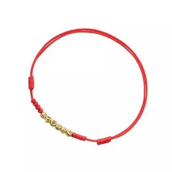 Красная веревка с матовыми золотыми бусинами, пара красных веревок, животных, год, счастливая бусина, винтажный браслет, подарок на День святого Валентина красный