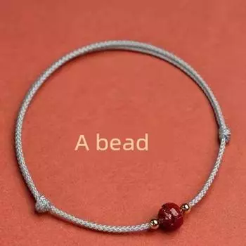 Красная веревка сокровище подвеска киноварь женское плетение лотос Elegance Gray-single bead-adjustable