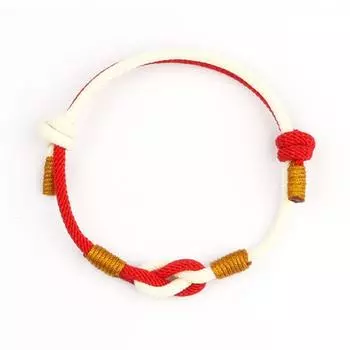 Красная веревка Совиньон Блан Парный браслет Студенческие украшения Мужской и женский памятный талисман Браслет Узел Цзинган Плетеный вручную Ручной шнурок 30cm [2] Red + creamy-white (4mm)