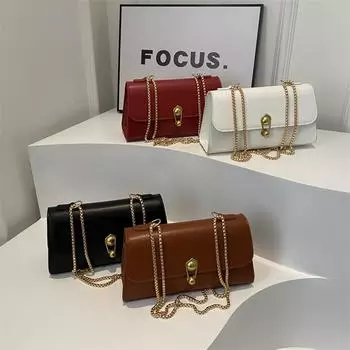 Красная винтажная сумка через плечо для женщин, простые переносные сумки, маленькие квадратные сумки, прочная цепочка, сумка через плечо, модная текстура, французская ниша, новая