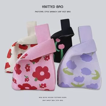 Красная вязаная свадебная сумочка - подарочный пакет Love Flower Candy для помолвок