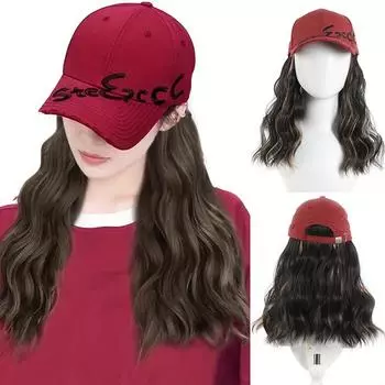 Красная вышитая шапка-утконос, женский синтетический парик с длинными вьющимися волосами, модные осенние и зимние стили, подходящие для рождественских вечеринок
