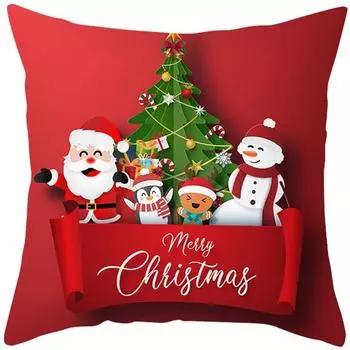 Красная, зеленая наволочка с рисунком Санта-Клауса, Рождественская елка, Лось, Снежинка, мяч, носок для спальни, дивана, сиденья, кровати, автомобиля, офиса, наволочка 40x40cm