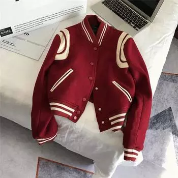 Красная женская осенняя куртка с короткими повседневными однотонными топами на пуговицах, удобная тонкая куртка S красный