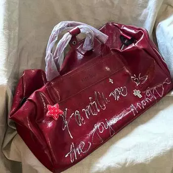 Красная женская сумка-тоут с винтажным принтом в виде букв, большая вместительная сумка-мессенджер, женская сумка в стиле Харадзюку