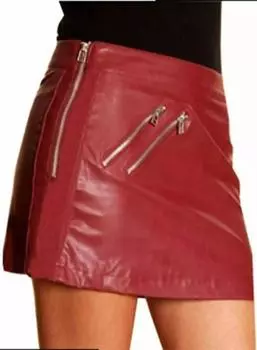 Красная женская юбка из натуральной кожи ягненка, стильная мини-юбка ручной работы S красный