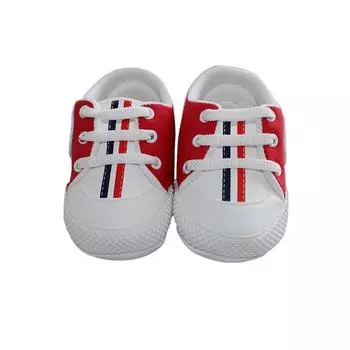 Красно-темно-синие полосатые детские туфли