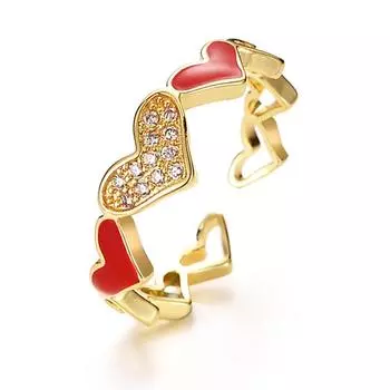 Красное эпоксидное кольцо Love Open Ring в стиле ретро, простое нишевое кольцо на указательный палец, модное, темпераментное, универсальное кольцо adjustable золотой
