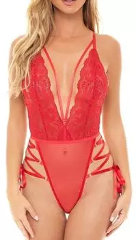 Красное боди Sloane L/XL прозрачный