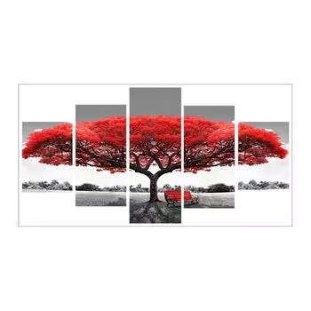 Красное дерево 5D DIY Полный дрель Алмазная картина 5-картинный комбинированный набор для рукоделия 90*40 cm