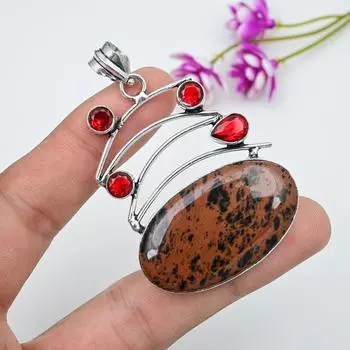 Красное дерево, обсидиан, ювелирные изделия из красного граната, кулон из цельного серебра 925 пробы, ювелирные изделия ручной работы с драгоценными камнями, кулон на День памяти