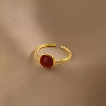 Красное квадратное кольцо, женское винтажное кольцо на указательный палец, открытое кольцо, женские аксессуары, регулируемые кольца, реплики, роскошные ювелирные изделия