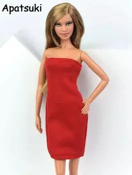 Красное летнее платье для куклы Барби, одежда, вечерние платья, юбка-джемпер для куклы Барби, аксессуары для куклы 1/6 красный