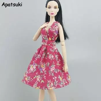 Красное модное кукольное платье для Барби, цветочные платья, наряды, 11,5-дюймовые куклы BJD, одежда для кукол Барби, аксессуары, детская игрушка 1/6 розовый