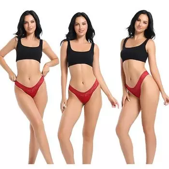 Красное нижнее белье женское хлопковое свадебное праздничное сексуальное кружевное треугольное белье шорты красный рождественский подарок S