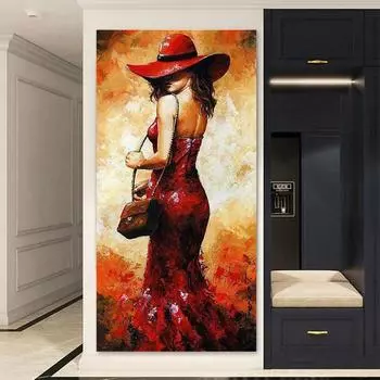 Красное платье Сексуальные женщины Холст Картины Постеры Печать Поп-арт Настенные картины для гостиной Украшения дома Живопись Подарки Cuadros 20x40cm No Framed