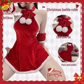 Красное плюшевое рождественское платье больших размеров - Сексуальный осенне-зимний стиль One Size