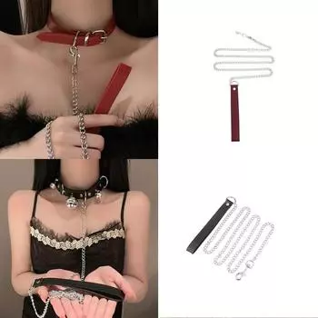 Красное сексуальное ожерелье, шейный ободок, цепочка, ошейник, женский чокер, цепочка, шейное кольцо, ошейник, супер пикантное цепочное шейное кольцо