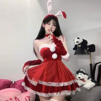 Красное сексуальное рождественское нижнее белье женское прозрачное боди открытый бюстгальтер колготки эротические аниме косплей полые костюмы комбинезон с вырезом One Size