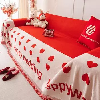 Красное синельное диванное полотенце, универсальный универсальный пылезащитный чехол, тканевый чехол для дивана, не царапающий пылезащитный чехол 180*130cm