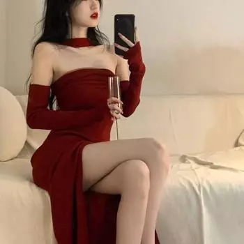 Красное вязаное платье Y2k, женское платье без рукавов с лямкой на бретельках, сексуальное однотонное эластичное облегающее платье с открытой спиной, элегантное вечерние в стиле ретро S красный