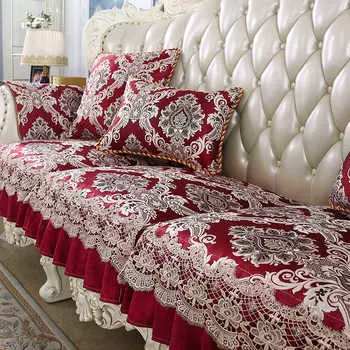Красные эластичные чехлы для диванов, европейская жаккардовая подушка для дивана, нескользящая подушка для дивана, украшение для гостиной, все чехлы, чехлы 50x60